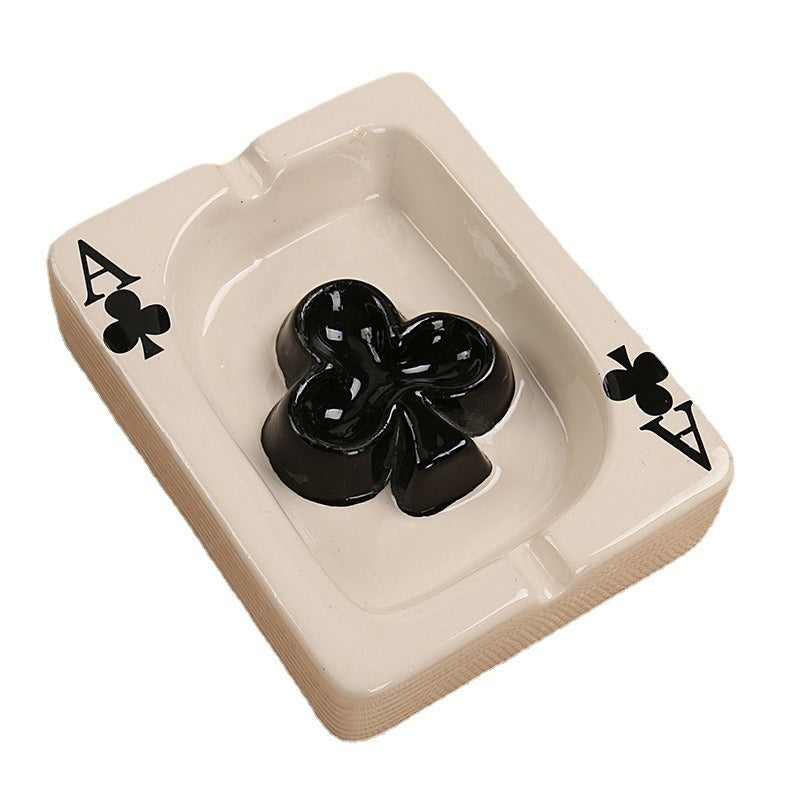 Creative hand drawn poker ceramic ashtray