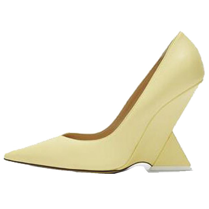 Ultra high heels, shallow mouth, pointed toe, patent leather wedge shoes, catwalk plus size shoes