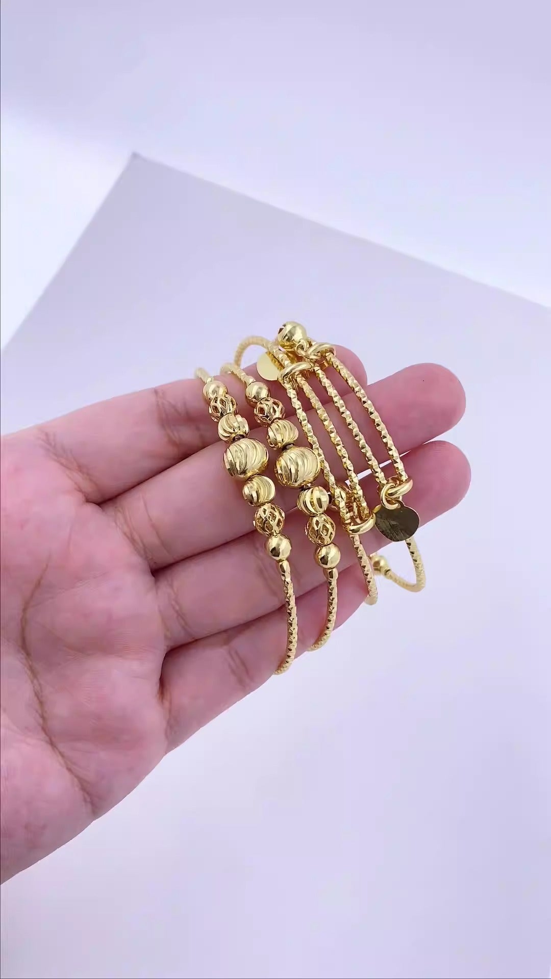 Fashion Copper Plated Gold Bracelet Push Pull Beaded Gold Bell Women's Bracelet Gift Jewelry