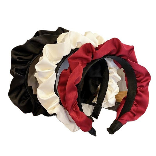 Women's wide brimmed hair accessories with high cranial crest and large intestine folds and hair bands
