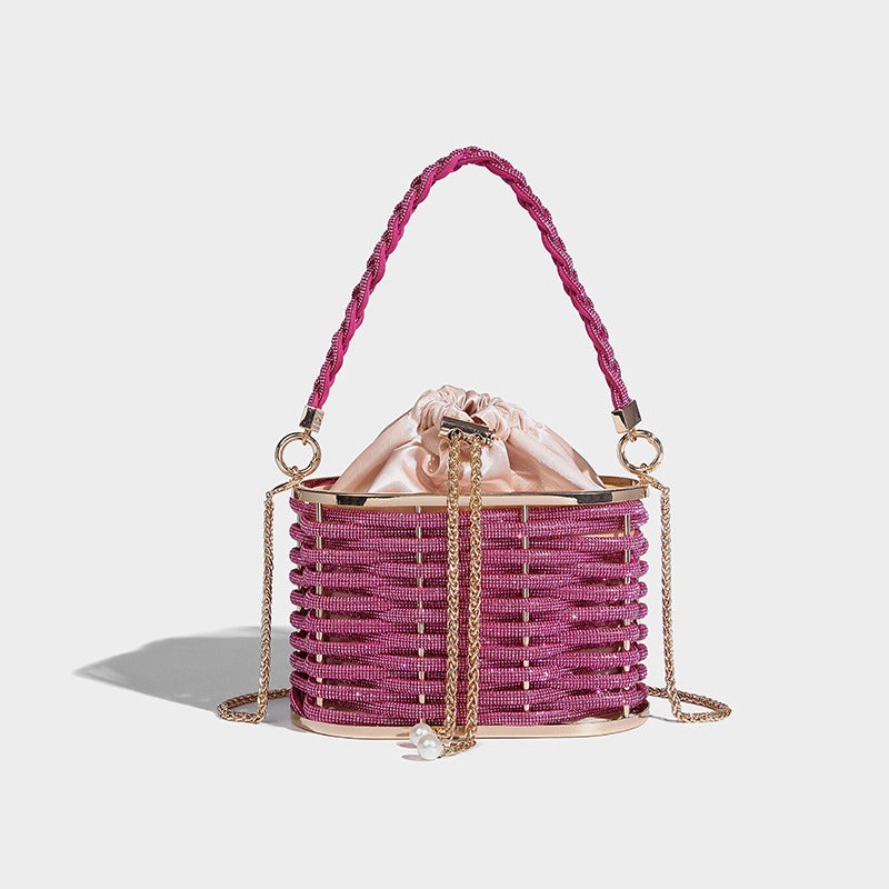 Sparkling Water Diamond Rope Vegetable Basket Bird Cage Banquet Water Bucket Hand Carrying Crossbody Bag