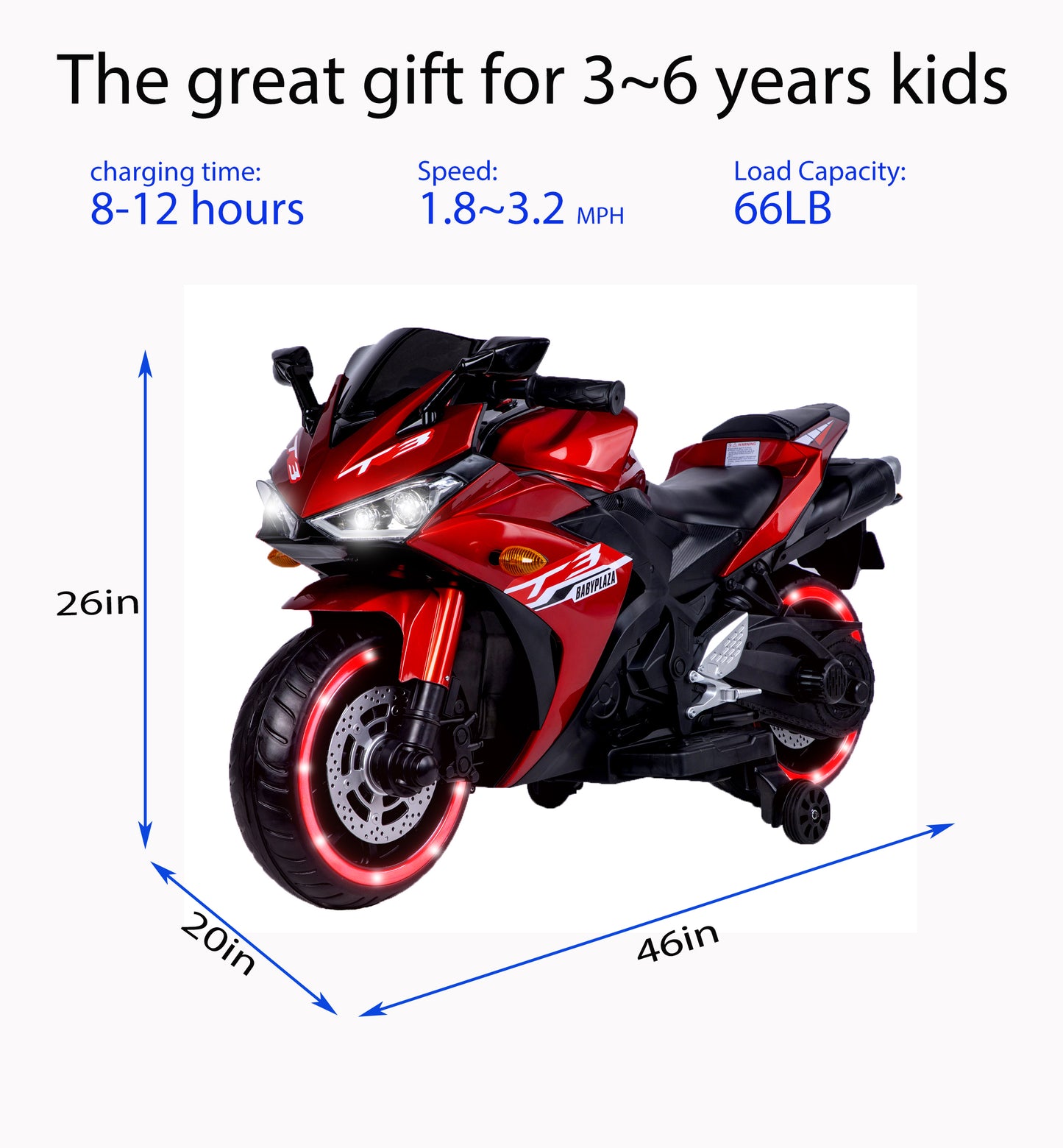 kids motorcycle 12V motorcycle for kids 3 4 5 6 years Boys Girls 12v7ah kids motorcycle ride on toy with Training Wheels