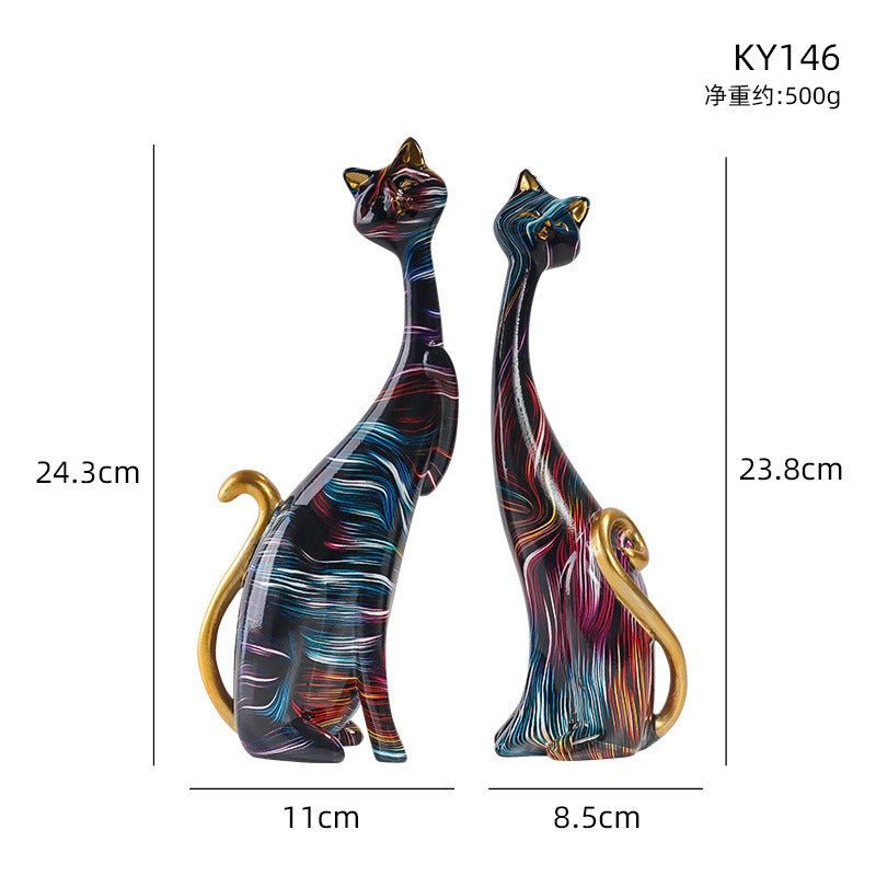 1Pcs European style oil painting couple cat animal ornaments, living room TV cabinet, foyer wine cabinet decoration, resin crafts - Chanel - byDesign Exclusive Finds