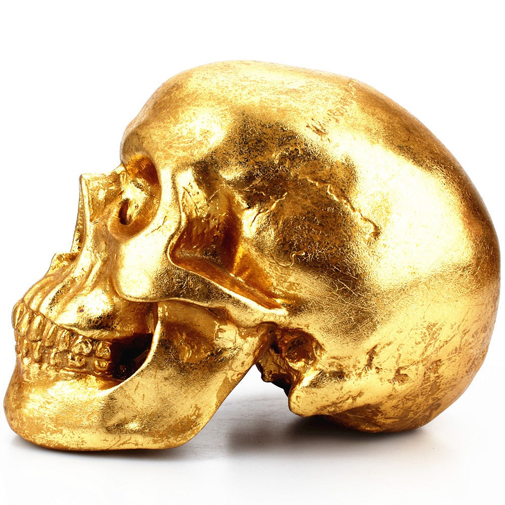 Creative desktop decoration of gold skull resin piggy bank