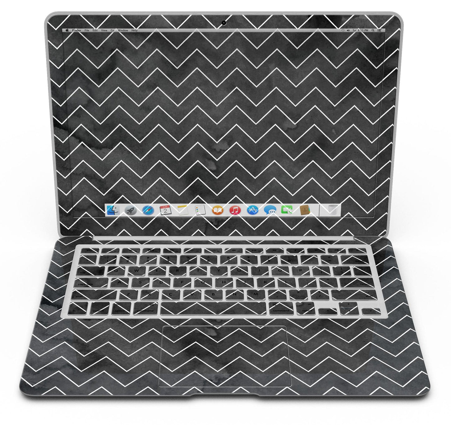 Black Watercolor with White Chevron - MacBook Air Skin Kit