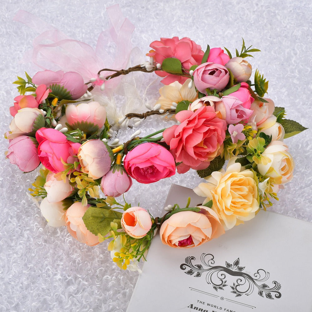 Bohemian floral hairband bride photo shoot bride hair accessories