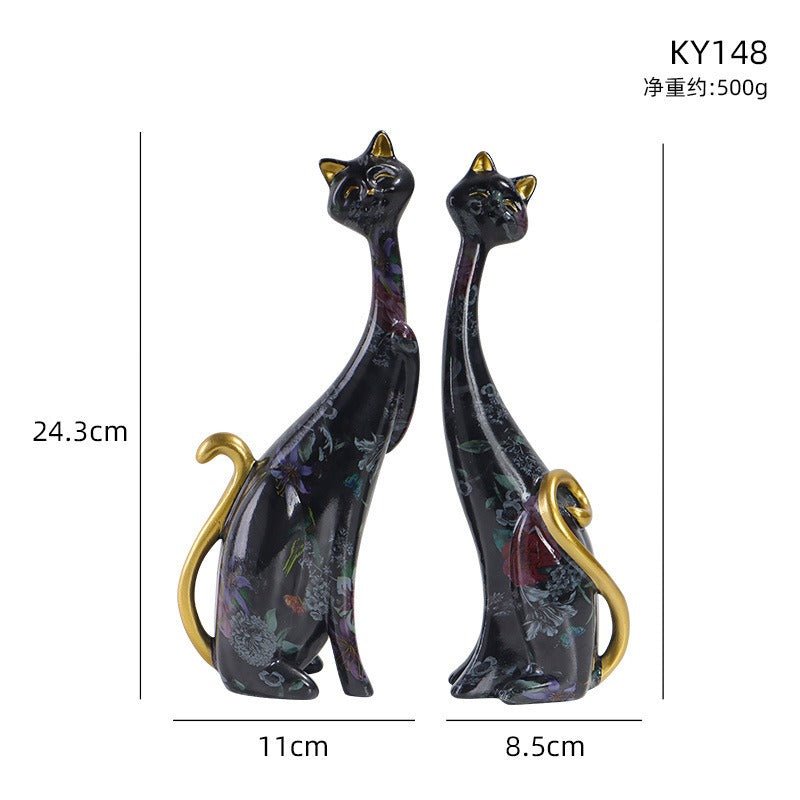 1Pcs European style oil painting couple cat animal ornaments, living room TV cabinet, foyer wine cabinet decoration, resin crafts - Chanel - byDesign Exclusive Finds