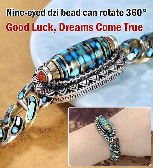 Product name: Turquoise Six-character Mantra Nine-eyed Dzi Bead Bracelet