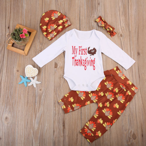 New Fashion Thanksgiving 4PCS Set Infant Baby Boys