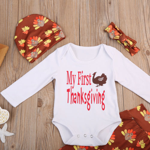 New Fashion Thanksgiving 4PCS Set Infant Baby Boys