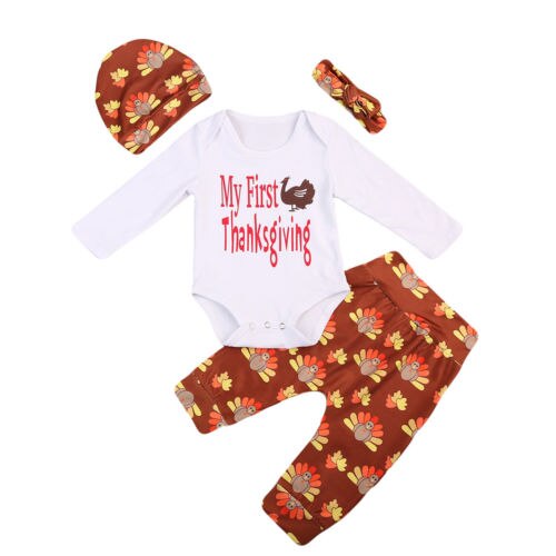 New Fashion Thanksgiving 4PCS Set Infant Baby Boys