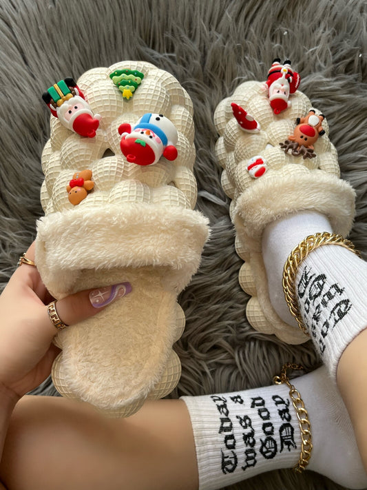 Funny DIY Bubble Slippers Furry House Slides for Chirstmas