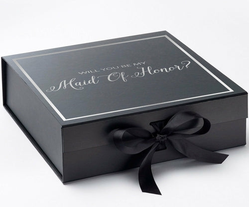 Will You Be My maid of honor? Proposal Box black -  Border