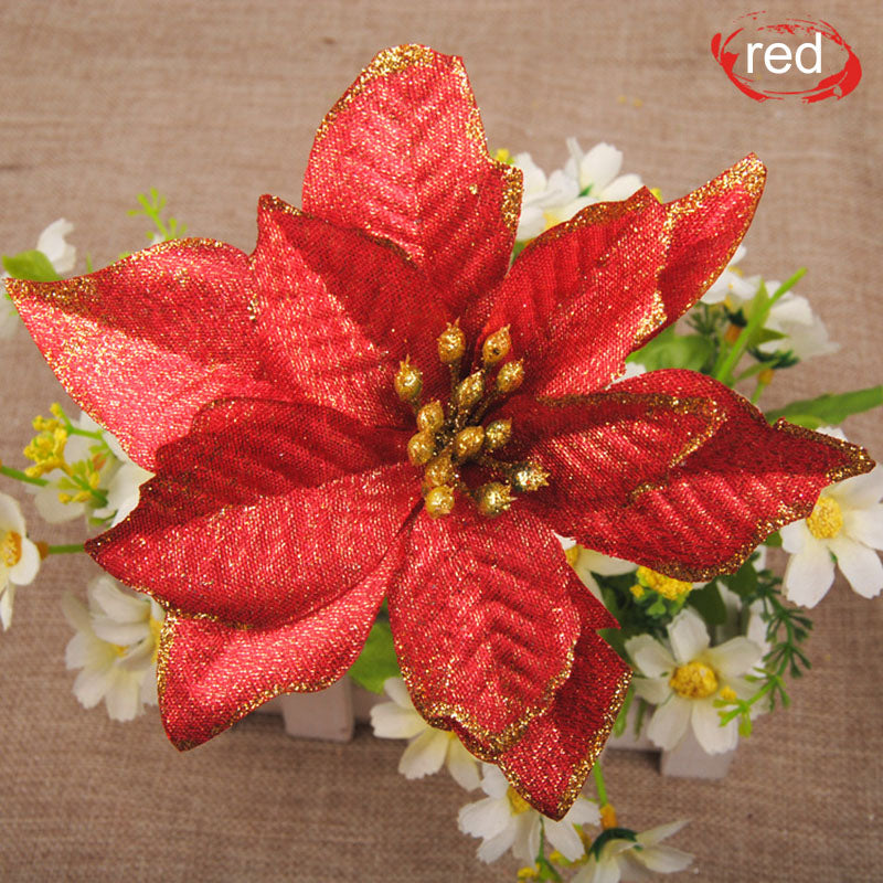 10pcs Artificial Flowers Christmas Decoration Red