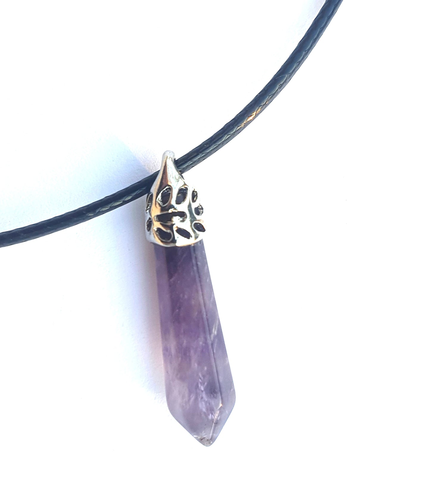 Crystal Point Pendant Necklace - Amethyst