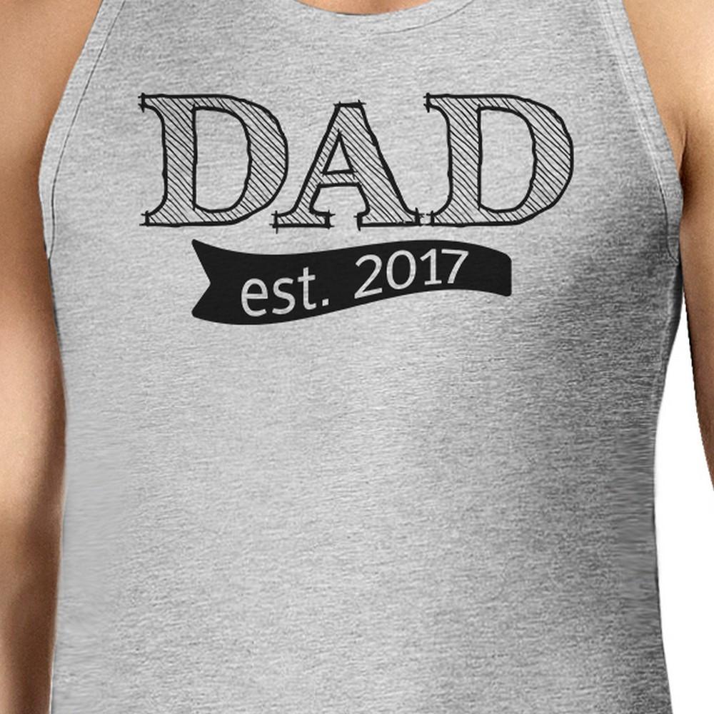 Dad Est 2017 Mens Grey Cotton Tanks Fathers Day