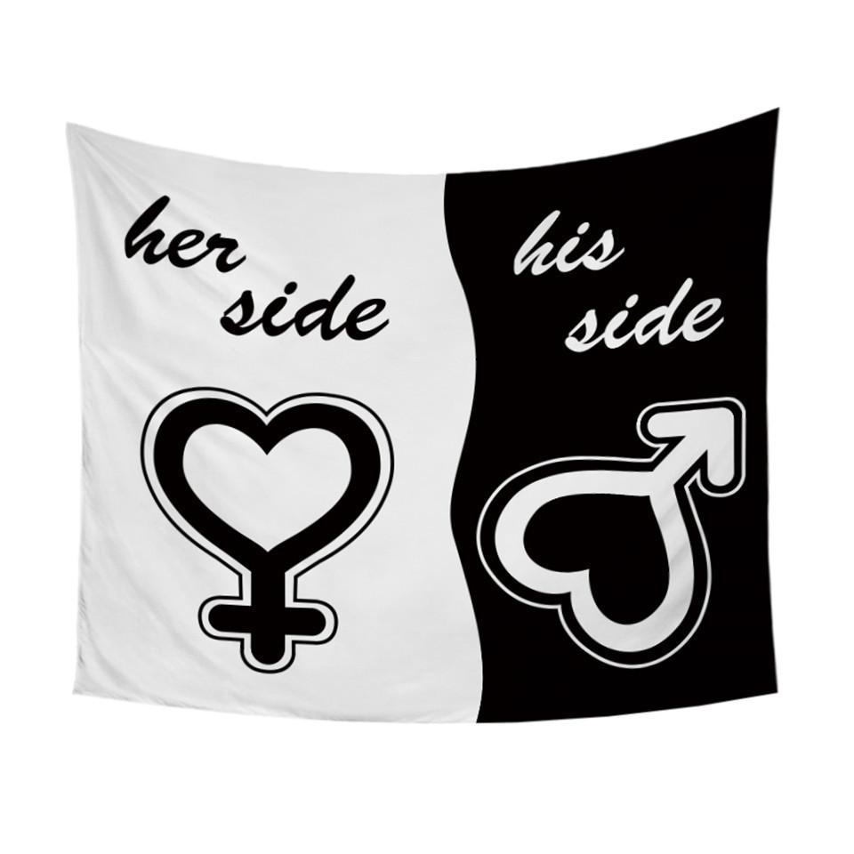 Black and White Tapestry His & Her Side Couple